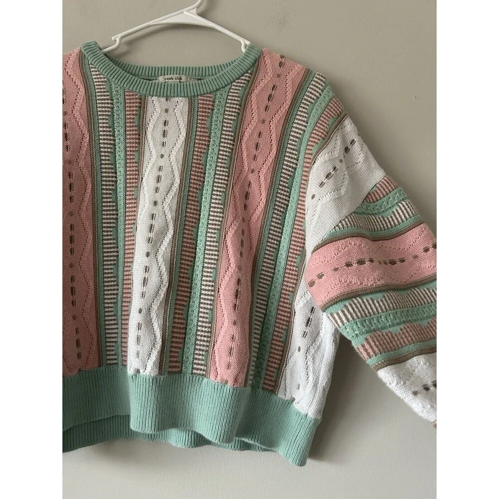 Cools Club Coogi Style Sweater Size 12 Groovy Unique Colorful Slightly Cropped - Picture 3 of 10